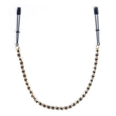 Spartacus Sensory Play Tweezer Nipple Clamps - Black Beads & Golden Chain Nipple and Clit Clamps